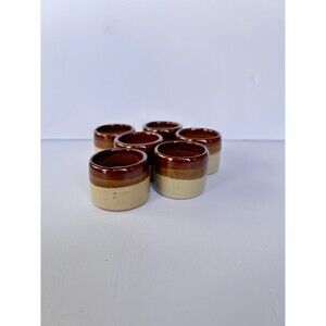 Vintage 1970s Ceramic Napkin Rings Set of 6, Retro MCM Thanksgiving Table Decor